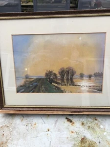 Pastel Landscape "The Washes in January, Sutton by David Burton - Picture 1 of 5