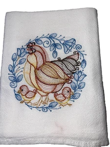 Kitchen Dish Towels Chicken and Peeps 100% Cotton Flour Sack 28" x 28" White New - Picture 1 of 7