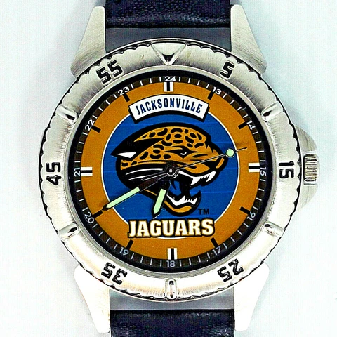 Jacksonville Jaguars NFL, Fossil Unworn Mans Vintage 1997 Leather Band Watch $79 Cover