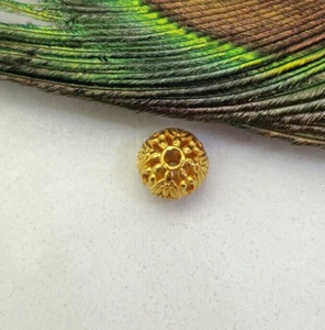 9MM 18 Karat Solid Gold Rondelle Bead, Indian Traditional Beads Gift KC1992 - Picture 1 of 10