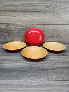 Ciotola di miscelazione vintage 7"" legno muniscizio trasformata a mano fattoria fondo rosso - Foto 1 di 23