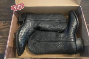 Nocoma Vintage Damenstiefel schwarz Vollschaft Straußenmuster Größe 10A - SELTEN EINMAL GETRAGEN! - Bild 1 von 15