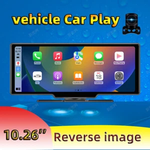 10.26" Wireless CarPlay Android Auto Rear view Mirror Dash Cam Dashboard Car DVR - Picture 1 of 7
