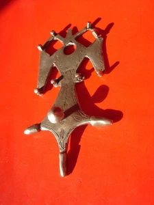 SILVER Niger Tuareg cross hand engraved pendant + points L55 mm - Picture 1 of 7