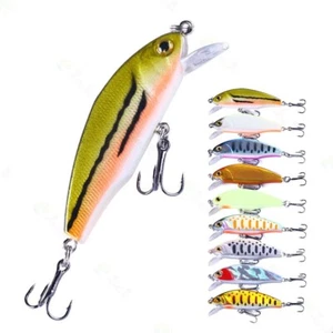 9pcs 5cm/3.1g Fishing Lure Plastic Minnow Hooks Bass Bait Crankbait Trout - Picture 1 of 34