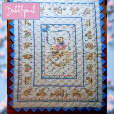 Edredón bebé caballo mecedor oso de peluche vintage años 80 45x36 regazo niño Foto 1 de 4