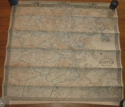 Antiguo 1852 'MAPA DE LA CIUDAD Y CERCANÍAS DE BOSTON MASSACHUSETTS' JB Shields MAP Foto 1 de 4