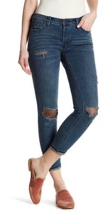 Free People Women’s Tupelo Blue Fishnet-Inset Skinny Jeans Size 29 - Picture 1 of 9