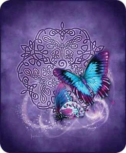 Pretty Celtic Butterfly Purple Girls Mink Soft Faux Fur Everyday Throw Blanket - Picture 1 of 8