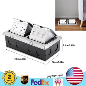 Dual Pop Up Floor Outlet 20A USB W/ Sockets Electrical Outlet Receptacle Silver - Picture 1 of 14
