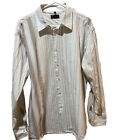 BEN SHERMAN Cream Blue Brown Stripe Long Sleeve Button Up Shirt Men Size XL (4)