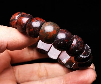 Brazalete Brazalete Cristal Cuarzo Piedra Sangre Cinabrio Natural 16.6*7*12mm Hecho a Mano Foto 1 de 4