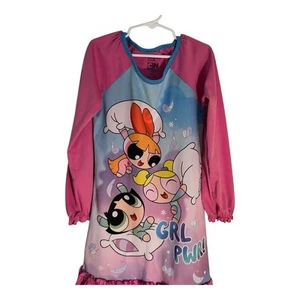  Powerpuff Girls Cartoon Network VINTAGE Pink Long Sleeve Nightgown Size M 7/8 - Picture 1 of 11