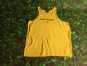 Vintage Polo Sport Ralph Lauren Yellow Women's Tank Top Cotton XL - Picture 1 of 8