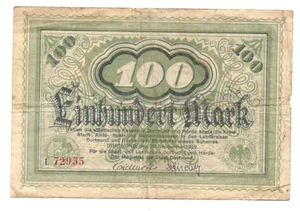 100 MARK VG-FINE EMERGENCY ISSUED NOTE FROM GERMANY/DORTMUND 1922 - Picture 1 of 2