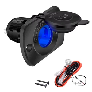 12V Auto Marinequalität Zigarettenanzünder Steckdose Steckdose mit blauem LED Licht - Bild 1 von 7