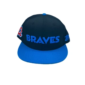 Mitchell & Ness Topps Atlanta Braves Fitted Hat Cap Size 7 3/8 Black Blue Red - Picture 1 of 24