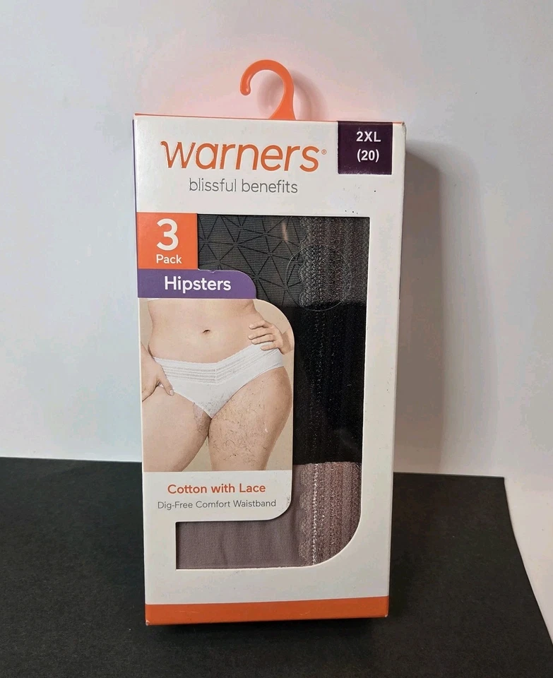 Warners Mujer Hipster Ropa Interior Bragas 3 Pares Encaje 2XL (20) 95% Algodón Nuevo en Caja Foto 1 de 4