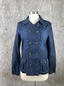 Mujer Stetson Talla L Azul Oscuro Denim Chaqueta Abotonada Vaquera Doble Pecho - Imagen 1 de 11