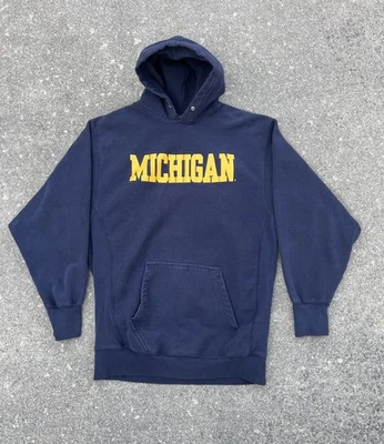 Vintage Y2K Steve & Barrys University of Michigan Reverse Weave Hoodie Size L - Image 1 of 4