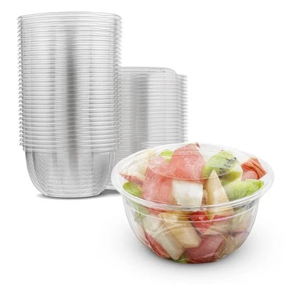 MT Products Clear Disposable PET Plastic Salad Container 16 oz - Pack of 300 - Image 1 of 4