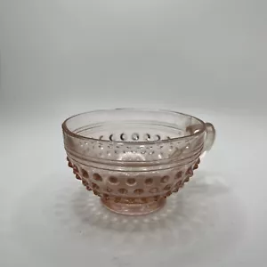 Vintage Pink Depression Glass Hobnail Glass Cup w/Handle - Picture 1 of 9