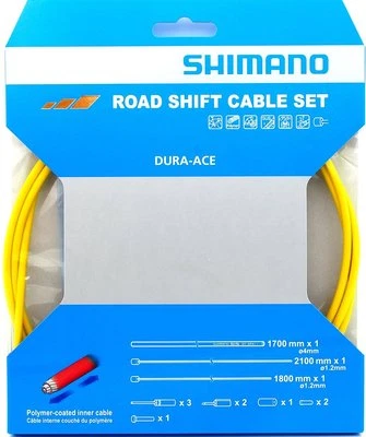 Juego de cables de cambio de polímero de carretera Shimano Dura Ace 9000 con tapa de extremo GRATIS x3, amarillo Foto 1 de 2