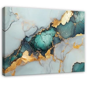 Leinwand Bilder Abstrakt Gold Grün Wandbilder XXL Groß Leinwandbild Wanddeko 56 - Bild 1 von 7
