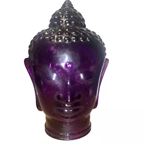VTG Rare Purple Glass Buddha Head Bust Zen 9" Asian Oriental Spiritual Decor *** - Picture 1 of 15