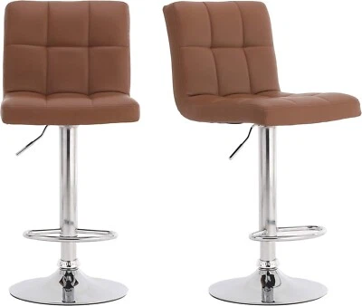 Adjustable Breakfast Bar Stools Faux Leather Chair Swivel Lift Kitchen - Image 1 of 4