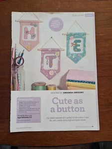 Cute As A Button Appliqué ABC Alphabet Cross Stitch Pattern, Pattern Only  - Picture 1 of 5