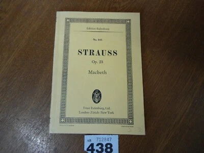 No.441 STRAUSS Macbeth Op.23 - Edition EULENBURG Orchestra Music Score - Image 1 of 4