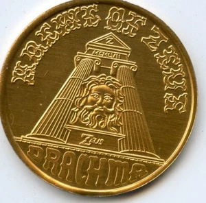 .Mardi Gras Doubloon Krewe of Zeus 1980 Aluminum Gold - Picture 1 of 2