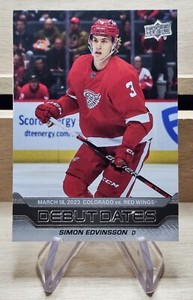 2023-24 Upper Deck Series 1 Debut Dates Simon Edvinsson #DD-20 Detroit Red Wings