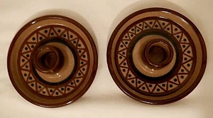 Hand Thrown Pottery Pair of Candle Holders signed from Mexico - Foto 1 di 10