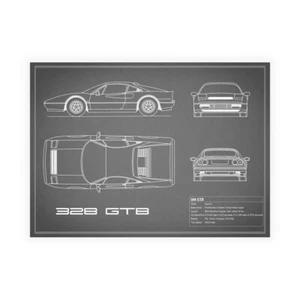 Stampa su Tela su Carta Poster o Quadro Rogan Mark Ferrari 328-GTB-Grey - Imagen 1 de 2