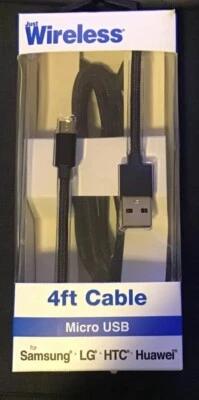 Just Wireless 4ft Cable Micro USB For Samsung, LG, HTC, Huawei - Image 1 of 2