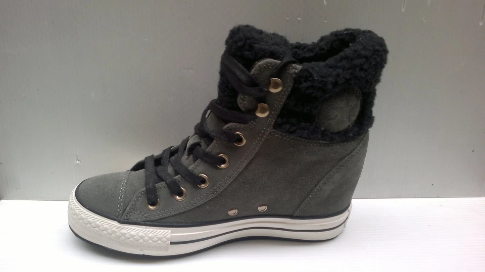 CONVERSE ALL STAR HI PLATFORM PLUS COLLAR SUEDE SHEARLING SHOES 545051C - Image 1 of 1