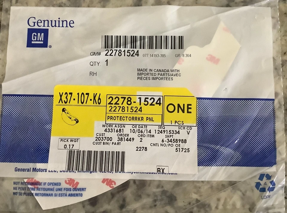 ПОДЛИННЫЙ GM CADILLAC ATS РОКЕР МОЛДИНГ ПРОТЕКТОР 22781524 (БЕСПЛАТНАЯ ДОСТАВКА) - Изображение 1 из 2