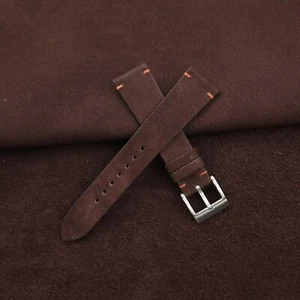 Vintage Nubuk Woody Braun Leder Uhrenarmband Band 18 mm 19 mm 20 mm 21 mm 22 mm 23 - Bild 1 von 10
