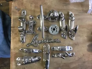 13 Misc Chrome Plated Brass Boat Parts  - Picture 1 of 3
