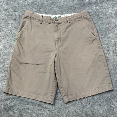 Pantalones Cortos Eddie Bauer Para Hombre Talla 33 Beige Caqui Chino 100% Algodón Informal Frente Plano Foto 1 de 4