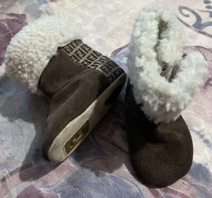FENDI Baby Shoes Zucca Boots Sz 1 Preowned Authentic - Picture 1 of 12