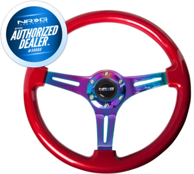 NUEVO NRG Volante Madera Grano 3 Radios Neocromo Centro + HARDWARE ST-015MC-RD Foto 1 de 3