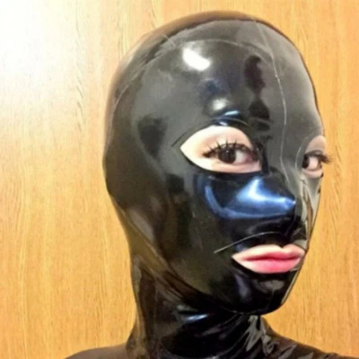Latex Hood Handmade Rubber Mask for Catsuit Cosplay Club Wear Costumes - Image 1 of 4
