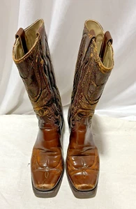 MEN'S WRANGLER SQUARE TOE WESTERN COWBOY BIKER BOOTS 7.5D - Picture 1 of 7