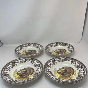Spode Woodland Turkey 9" Rim Soup Bowl - Set of 4 - NWT - Picture 1 of 6
