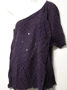 Sachin + Babi Women's Purple Silk Sequin One Shoulder Dolman Ruffle Sleeve Top S - Foto 1 di 10