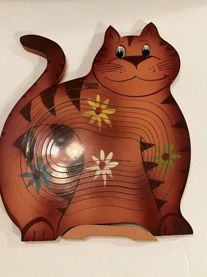Cute Cat Wood Tray Fruit Food Snack Dishes Platter Wooden Cancun , Mexico - Image 1 of 4
