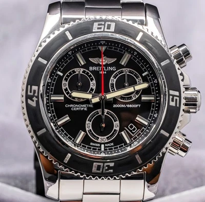 Breitling Superocean Chronograph M2000 Black 46mm Stainless Aviation Dive A73310 - Image 1 of 4